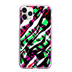 Чехол iPhone 11 Pro матовый Разноцветная Зебра, цвет: 3D-розовый