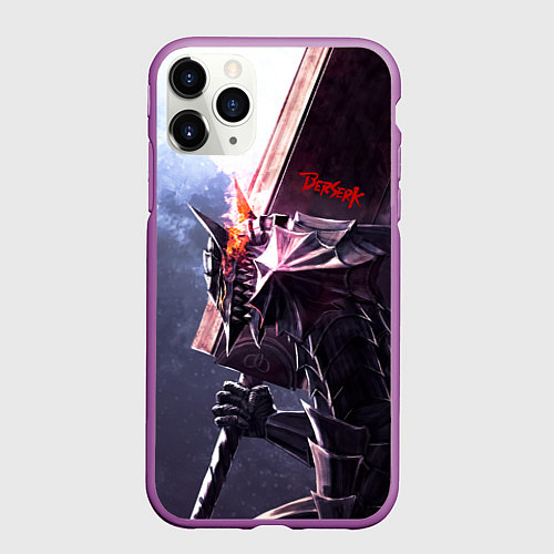 Чехол iPhone 11 Pro матовый Берсерк С Мечечём На Плече / 3D-Фиолетовый – фото 1