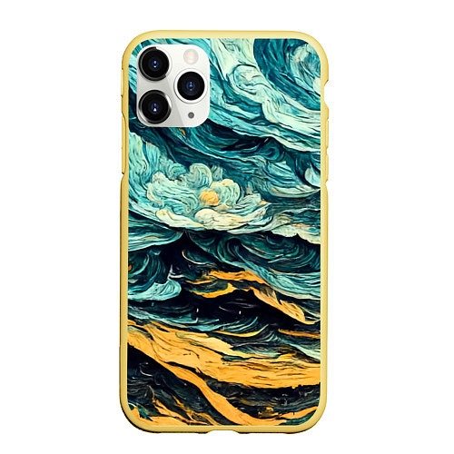 Чехол iPhone 11 Pro матовый Пейзаж в стиле Ван Гога / 3D-Желтый – фото 1