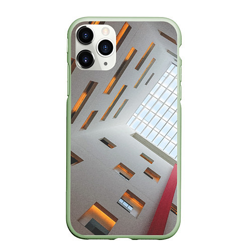 Чехол iPhone 11 Pro матовый Абстрактное множество окон и пустая крыша / 3D-Салатовый – фото 1