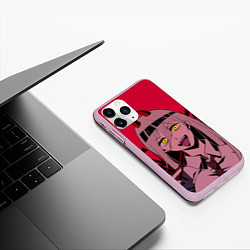 Чехол iPhone 11 Pro матовый Человек-бензопила : Паэур с рожками, цвет: 3D-розовый — фото 2
