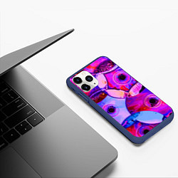 Чехол iPhone 11 Pro матовый Диски CD - паттерн, цвет: 3D-тёмно-синий — фото 2