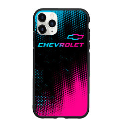 Чехол iPhone 11 Pro матовый Chevrolet - neon gradient: символ сверху