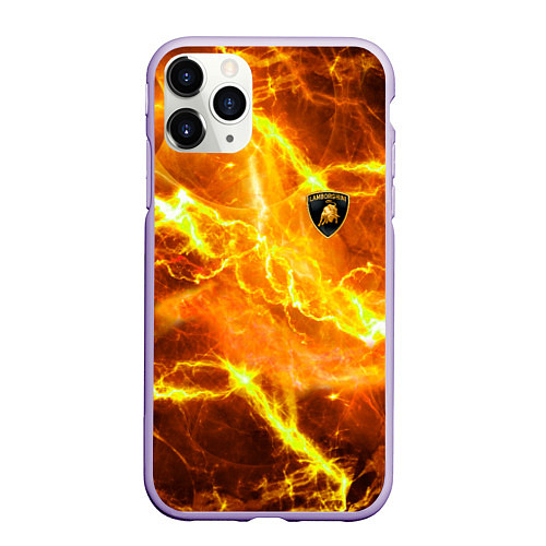 Чехол iPhone 11 Pro матовый Lamborghini - яркие молнии / 3D-Светло-сиреневый – фото 1