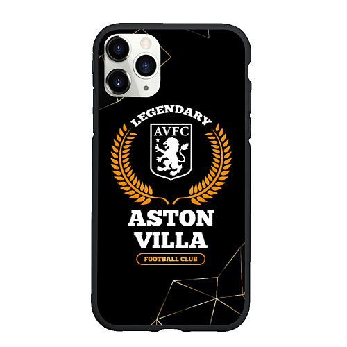 Чехол iPhone 11 Pro матовый Лого Aston Villa и надпись legendary football club / 3D-Черный – фото 1