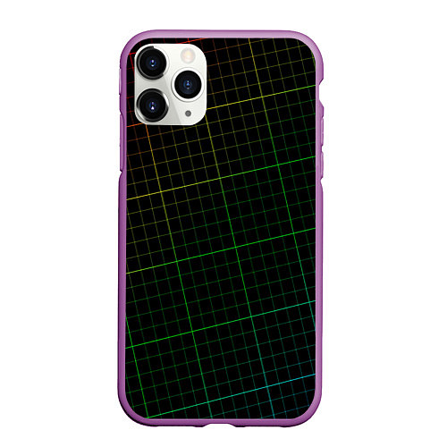 Чехол iPhone 11 Pro матовый Радужная сетка - текстура / 3D-Фиолетовый – фото 1