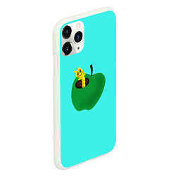 Чехол iPhone 11 Pro матовый Зеленое яблоко с червяком, цвет: 3D-белый — фото 2