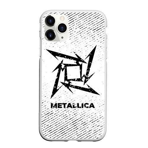 Чехол iPhone 11 Pro матовый Metallica с потертостями на светлом фоне / 3D-Белый – фото 1