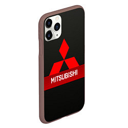 Чехол iPhone 11 Pro матовый Mitsubishi - логотип - красная полоса, цвет: 3D-коричневый — фото 2