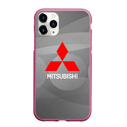 Чехол iPhone 11 Pro матовый Mitsubishi - серая с кружочками абстракция, цвет: 3D-малиновый