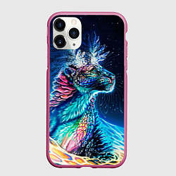 Чехол iPhone 11 Pro матовый Неоновый сказочный леопард, цвет: 3D-малиновый