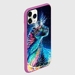 Чехол iPhone 11 Pro матовый Неоновый сказочный леопард, цвет: 3D-фиолетовый — фото 2