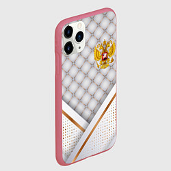 Чехол iPhone 11 Pro матовый Герб России white gold, цвет: 3D-малиновый — фото 2
