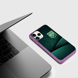 Чехол iPhone 11 Pro матовый Зеленый герб России, цвет: 3D-фиолетовый — фото 2