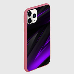 Чехол iPhone 11 Pro матовый Черно-фиолетовая геометрическая абстракция, цвет: 3D-малиновый — фото 2