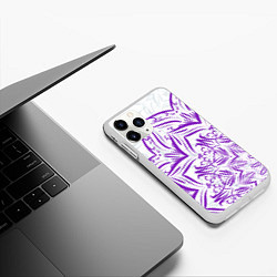 Чехол iPhone 11 Pro матовый Бесконечность мандал, цвет: 3D-белый — фото 2
