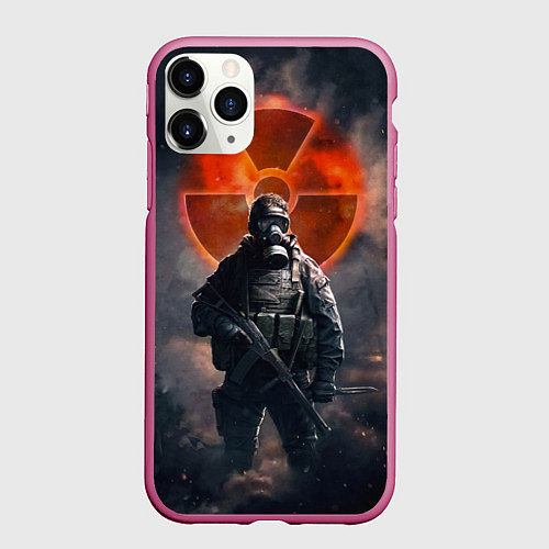 Чехол iPhone 11 Pro матовый STALKER Боец Долга / 3D-Малиновый – фото 1