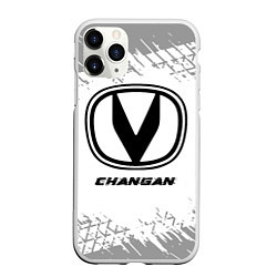 Чехол iPhone 11 Pro матовый Changan speed на светлом фоне со следами шин, цвет: 3D-белый