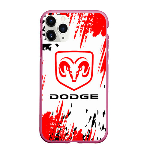 Чехол iPhone 11 Pro матовый Dodge - краска / 3D-Малиновый – фото 1