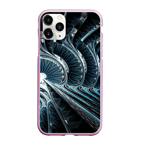 Чехол iPhone 11 Pro матовый Кибернетический абстрактный тоннель / 3D-Розовый – фото 1