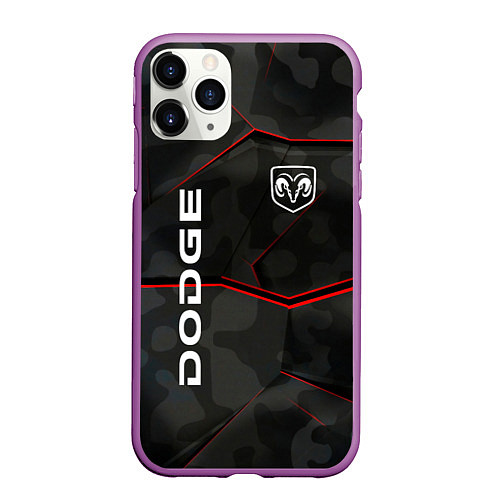 Чехол iPhone 11 Pro матовый Dodge абстракция спорт / 3D-Фиолетовый – фото 1