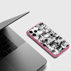 Чехол iPhone 11 Pro матовый Туалетный мальчик Ханако кун паттерн, цвет: 3D-малиновый — фото 2