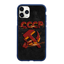 Чехол iPhone 11 Pro матовый Серп и молот символ СССР, цвет: 3D-тёмно-синий