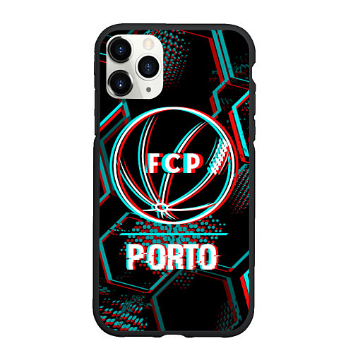 Чехол iPhone 11 Pro матовый Porto FC в стиле glitch на темном фоне / 3D-Черный – фото 1