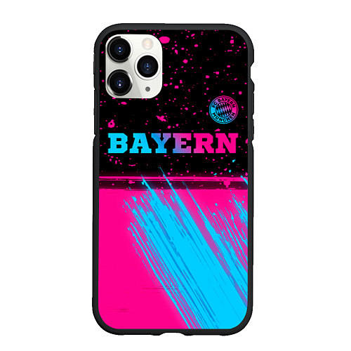 Чехол iPhone 11 Pro матовый Bayern - neon gradient: символ сверху / 3D-Черный – фото 1