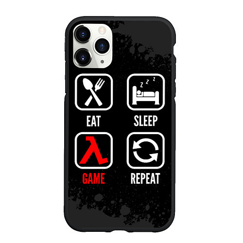 Чехол iPhone 11 Pro матовый Eat, sleep, Half-Life, repeat / 3D-Черный – фото 1