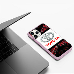 Чехол iPhone 11 Pro матовый Toyota - абстракция - лого, цвет: 3D-розовый — фото 2