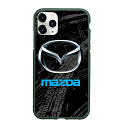 Чехол iPhone 11 Pro матовый Mazda - следы шин, цвет: 3D-темно-зеленый