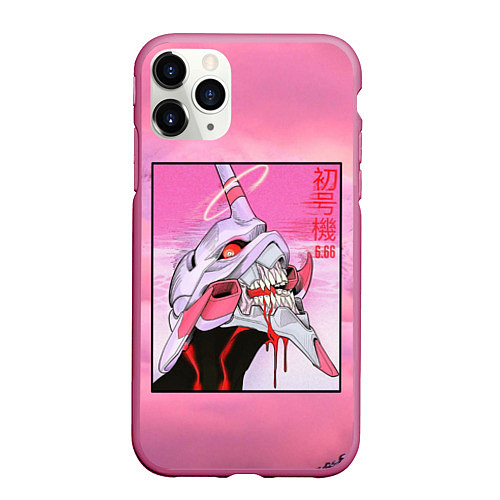 Чехол iPhone 11 Pro матовый EVANGELION PINK Берсерк mode / 3D-Малиновый – фото 1