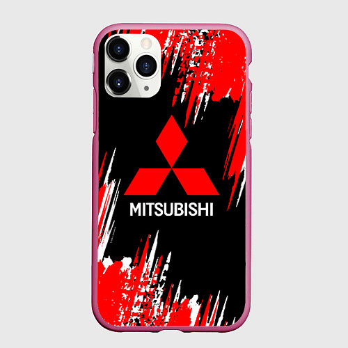 Чехол iPhone 11 Pro матовый Mitsubishi - краска / 3D-Малиновый – фото 1