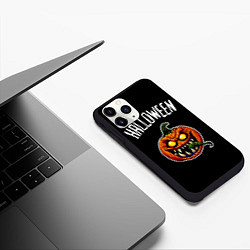 Чехол iPhone 11 Pro матовый Halloween - светильник Джека, цвет: 3D-черный — фото 2