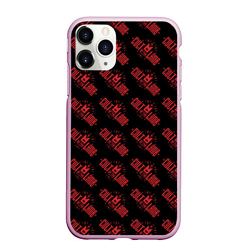 Чехол iPhone 11 Pro матовый Cult of the lamb pattern / 3D-Розовый – фото 1