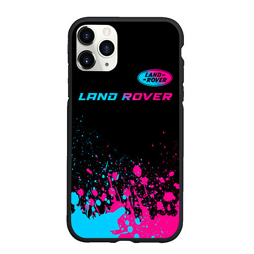 Чехол iPhone 11 Pro матовый Land Rover - neon gradient: символ сверху / 3D-Черный – фото 1