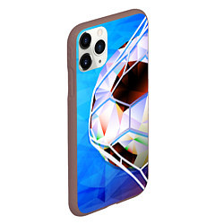 Чехол iPhone 11 Pro матовый Футбольный мяч в сетке ворот, цвет: 3D-коричневый — фото 2