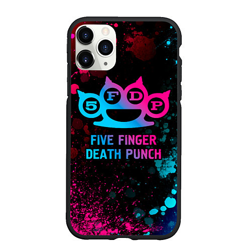 Чехол iPhone 11 Pro матовый Five Finger Death Punch - neon gradient / 3D-Черный – фото 1