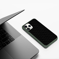 Чехол iPhone 11 Pro матовый Little Ghosts on black, цвет: 3D-темно-зеленый — фото 2