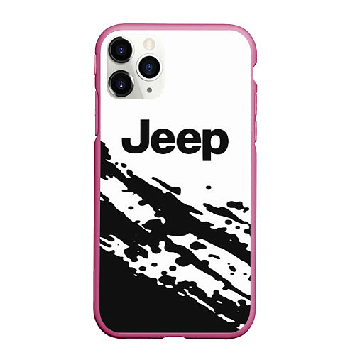 Чехол iPhone 11 Pro матовый Jeep - textura / 3D-Малиновый – фото 1