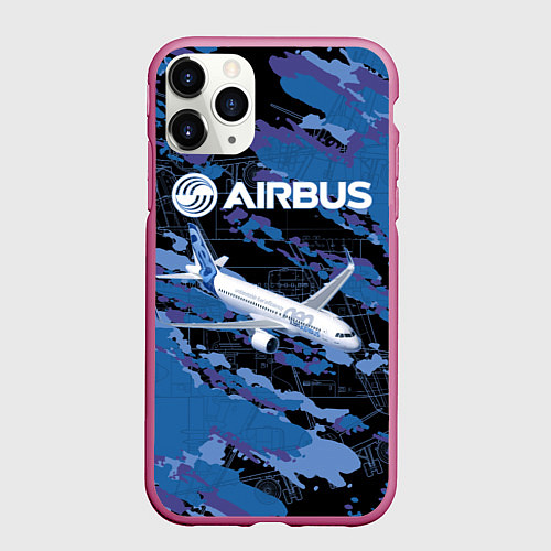 Чехол iPhone 11 Pro матовый Airbus A320 Аэробус / 3D-Малиновый – фото 1