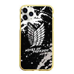 Чехол iPhone 11 Pro матовый Attack on Titan wings of freedom, цвет: 3D-желтый