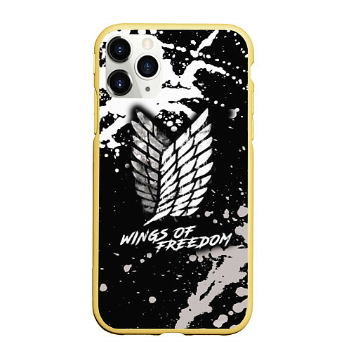 Чехол iPhone 11 Pro матовый Attack on Titan wings of freedom / 3D-Желтый – фото 1