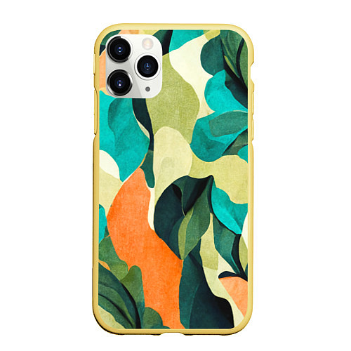 Чехол iPhone 11 Pro матовый Multicoloured camouflage / 3D-Желтый – фото 1