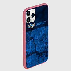 Чехол iPhone 11 Pro матовый Geely - абстракция трещины, цвет: 3D-малиновый — фото 2