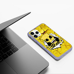 Чехол iPhone 11 Pro матовый Скелет Барта Симпсона разрывает штукатурку стены, цвет: 3D-светло-сиреневый — фото 2