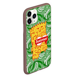 Чехол iPhone 11 Pro матовый Барт Симпсон - Summer, цвет: 3D-коричневый — фото 2
