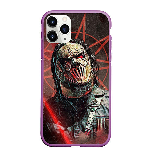 Чехол iPhone 11 Pro матовый Mick Thomson-Slipknot / 3D-Фиолетовый – фото 1