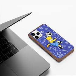 Чехол iPhone 11 Pro матовый Барт Симпсон бьёт футбольный мяч головой, цвет: 3D-коричневый — фото 2